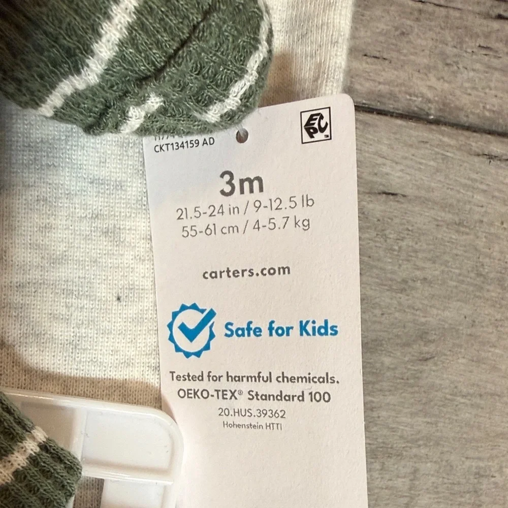 NWT Carter's Olive Stripe & Heather Surfboard Sleeveless Baby Bodysuits